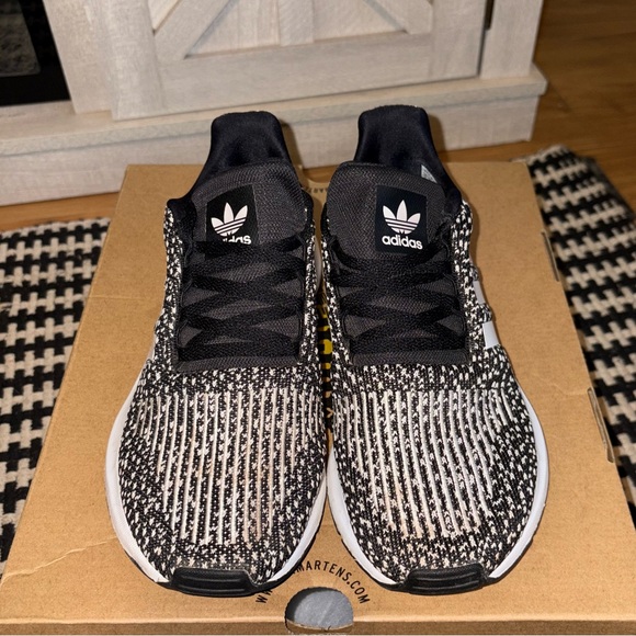 Adidas Women’s Black and White Sneakers - Picture 3 of 4